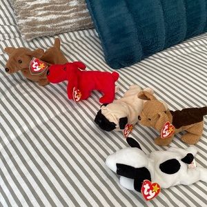 Lot of 5 Vintage Dog Ty Beanie Babies
